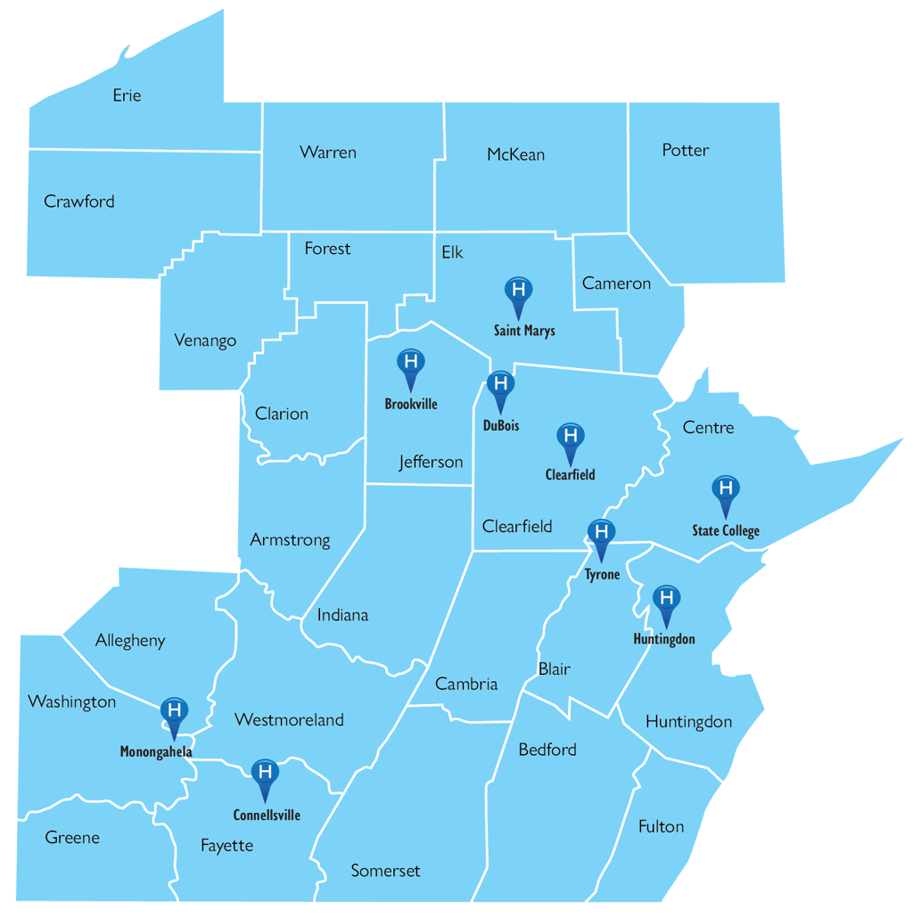 26 County 9 Hospital Map